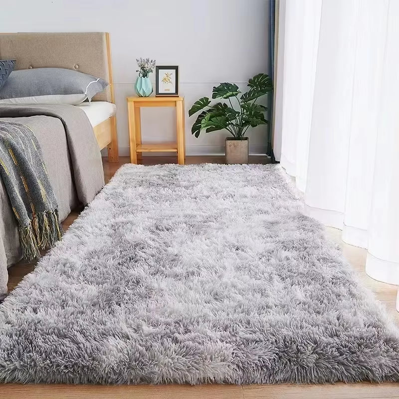 Gray Carpet for Living Room Plush Rug Bed Room Floor Fluffy Mats Anti-Slip Home Decor Rugs Soft Velvet Carpets Kids Room Blanket