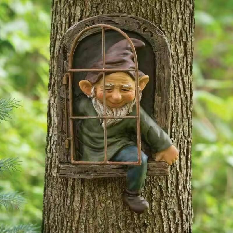 Naughty Elf Tree Hugger Statue