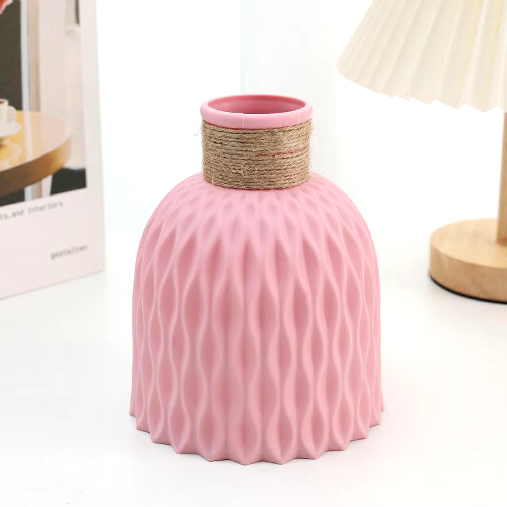 Rope Plastic Vase Flower Arrangement DIY Flowerpot Living Room Porcelain Imitation Flower Ware Home Decoration Ornaments