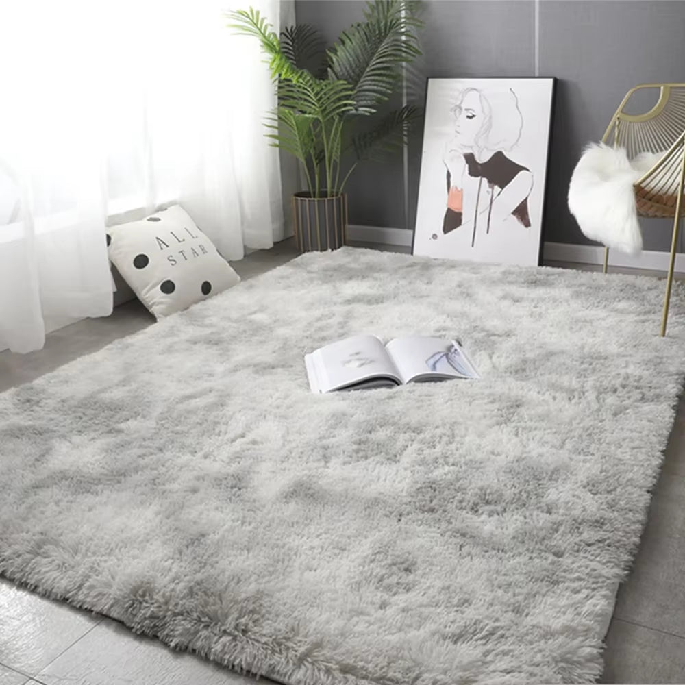 Gray Carpet for Living Room Plush Rug Bed Room Floor Fluffy Mats Anti-Slip Home Decor Rugs Soft Velvet Carpets Kids Room Blanket