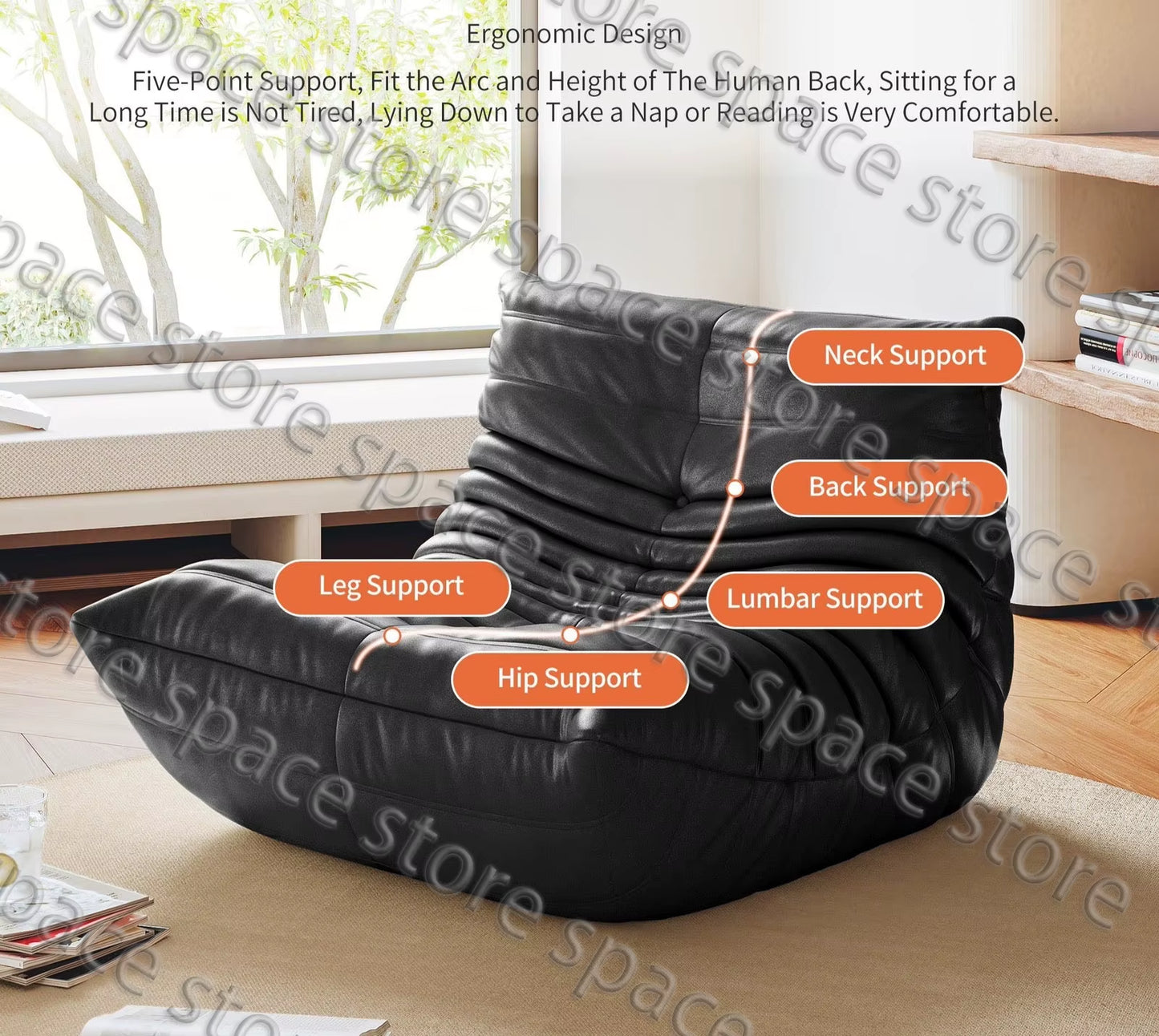 Caterpillar Single Sofa Lazy Couch Tatami Living Room Bedroom Lovely Leisure Single Chair Reading Chair Balcony Rocking Chair